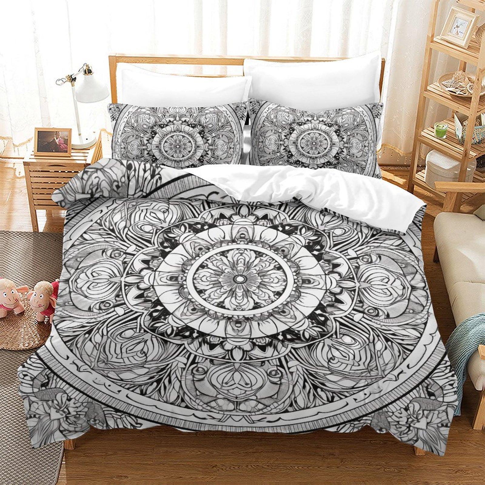 

Black And White Mandala 3D Digital Printing Polyester Quilt Cover Two Or Three Pieces Can Be EU Single 135*200