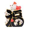 Osaka Choseido Figurine with Auspicious Characters Cute Ceramic Good Luck Includes Original Wooden Tag Maneki-neko (Goroku Nyago) - Charm,