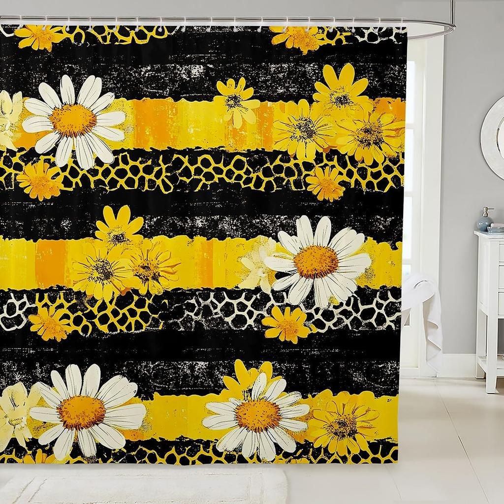 Delicious Fastfood Shower Curtain for Bathroom,Cartoon Yummy Hamburger Bathroom Curtain,French Fries Pizza Waterproof Bathroom