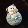 Chinese Yixing Handmade Sculpture Purple Clay Tea Pet Moon Rabbit Model Ornaments Tea Figurine Crafts Zisha Tea Set Decoration