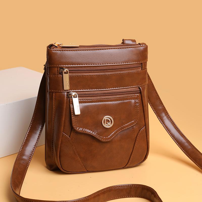 Women's Retro PU Leather Mobile Phone Bag Fashionable Soft Crossbody Bag for Summer