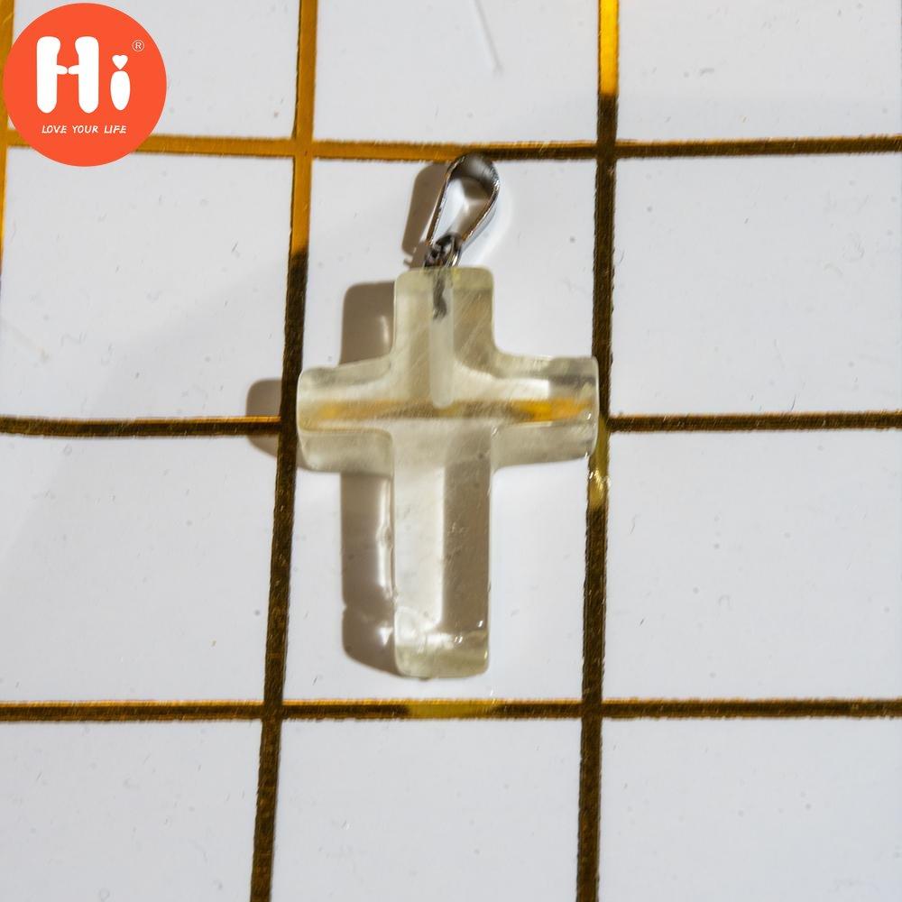 Hi Multi-Specifications Natural Crystal Cross Pendant Christian Jesus Catholic Cross Necklace Unisex Church Christian Crystal Jewelry