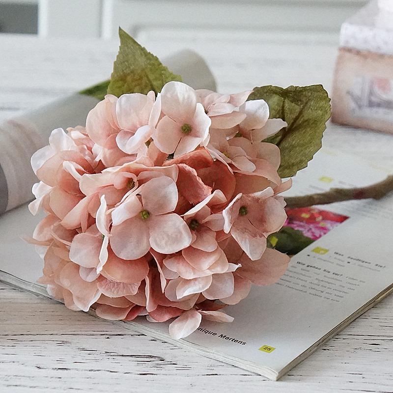 Silk Hydrangea Autumn Vase Home Room Decor Valentine's Day Wedding Bridal Bouquet Wall Setting Artificial Flower Scrapbook Cheap