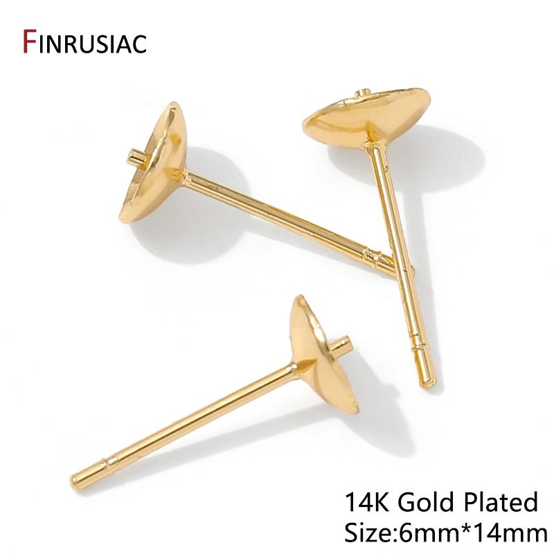 Base per orecchini a perno in ottone placcato oro 14K, perno vuoto, vassoio per orecchini a perno, tappo per orecchie per la creazione di orecchini fai-da-te, accessori