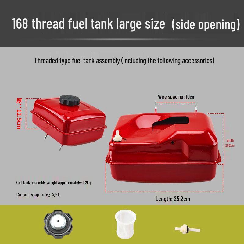 168F170/188F190 Vodní čerpadlo a palivová nádrž pro mikro-kultivátor pro benzínové motory GX160/390 - Závitový port.