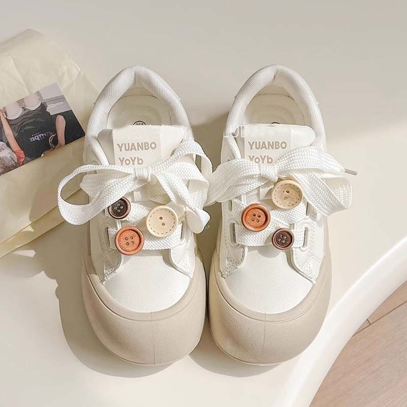 Milk Tea Ugly Cute Platform Big Head Shoes Women's 2025 Autumn New Versatile Niche Ins Casual Bread Little White Board Shoes