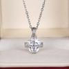 Silver Plated Square Cut Clear Zircon Pendant Necklace