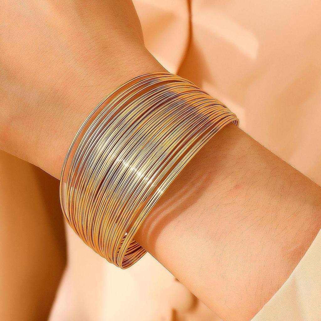 Elegant Multi-Layer Adjustable Open Ring - Versatile Niche Design with Glittering Threads for Women