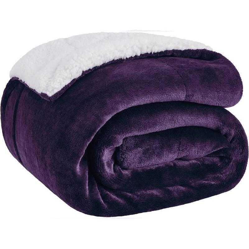 Solid Thick Color Polyester Plush Blanket With Double Layer Warmth For Use Sleep