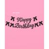 Xo, Fetti Happy Birthday Banner, Black Glitter + Satin Bows - 5.5 Ft. | Birthday Decorations, Coquette Bday Decor, 30th Party Sign, 21st Photo Booth