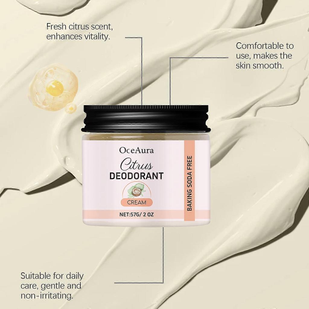 Natural Deodorant for Women & Men | Organic Deodorant Cream Non Aluminum | Baking Soda Free Healthy Deoderant for Body & Private Parts | Citrus Scent