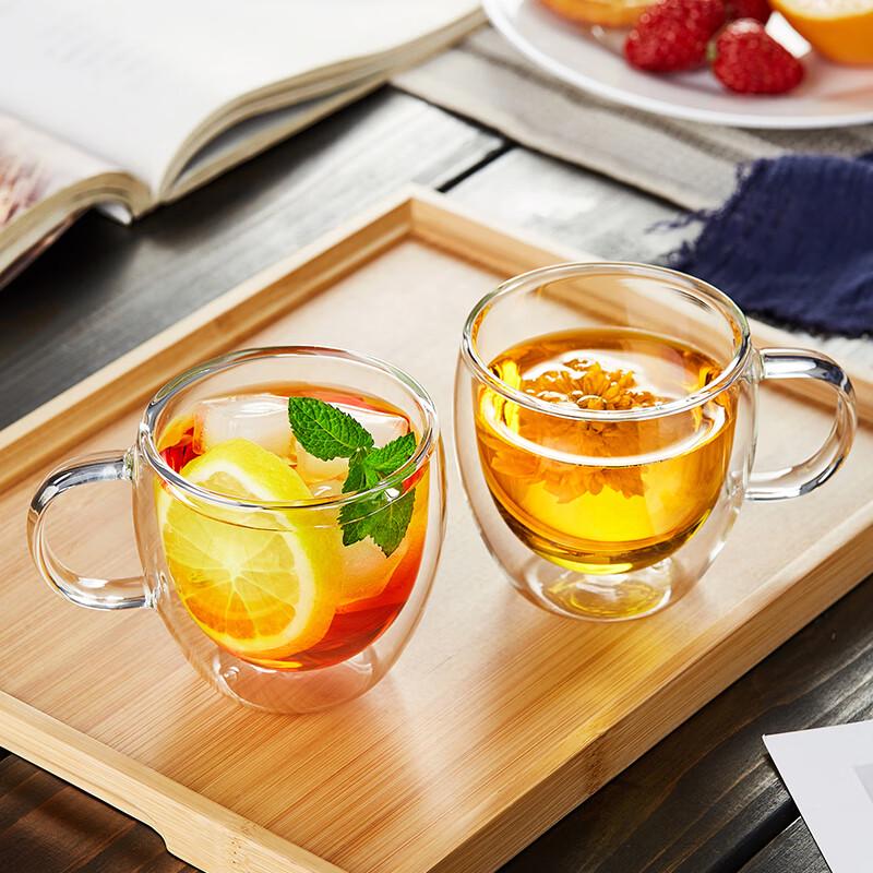 Lv Chang Ming Double-Layer Glass Coffee Mug with Handle