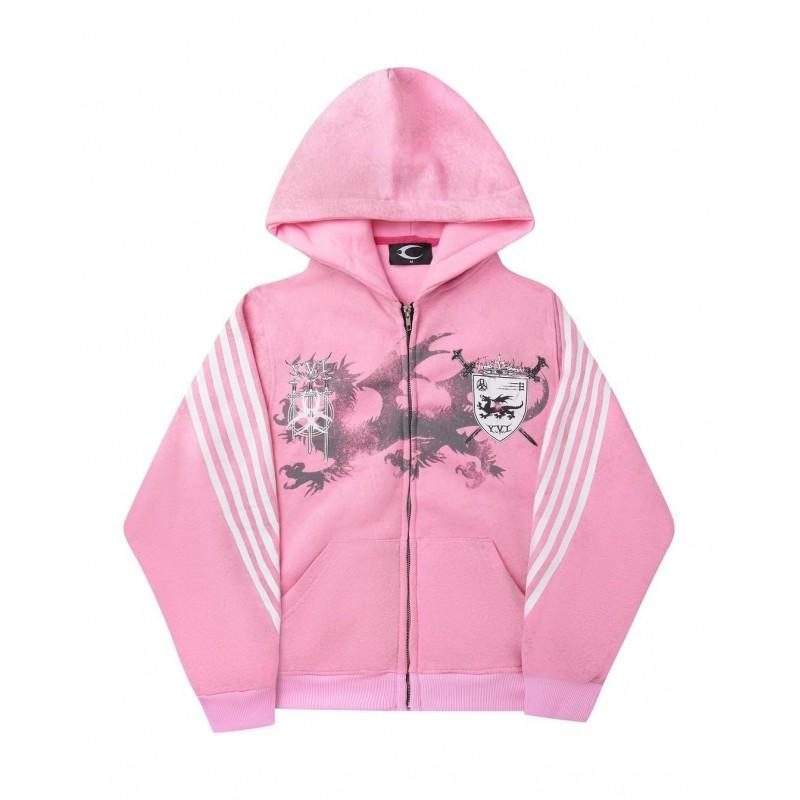 Unisex Streetwear Hooded Zip-Up Sweatshirt Casual Pullover Men Women 2026 Trendy Graphic Print Long Sleeve