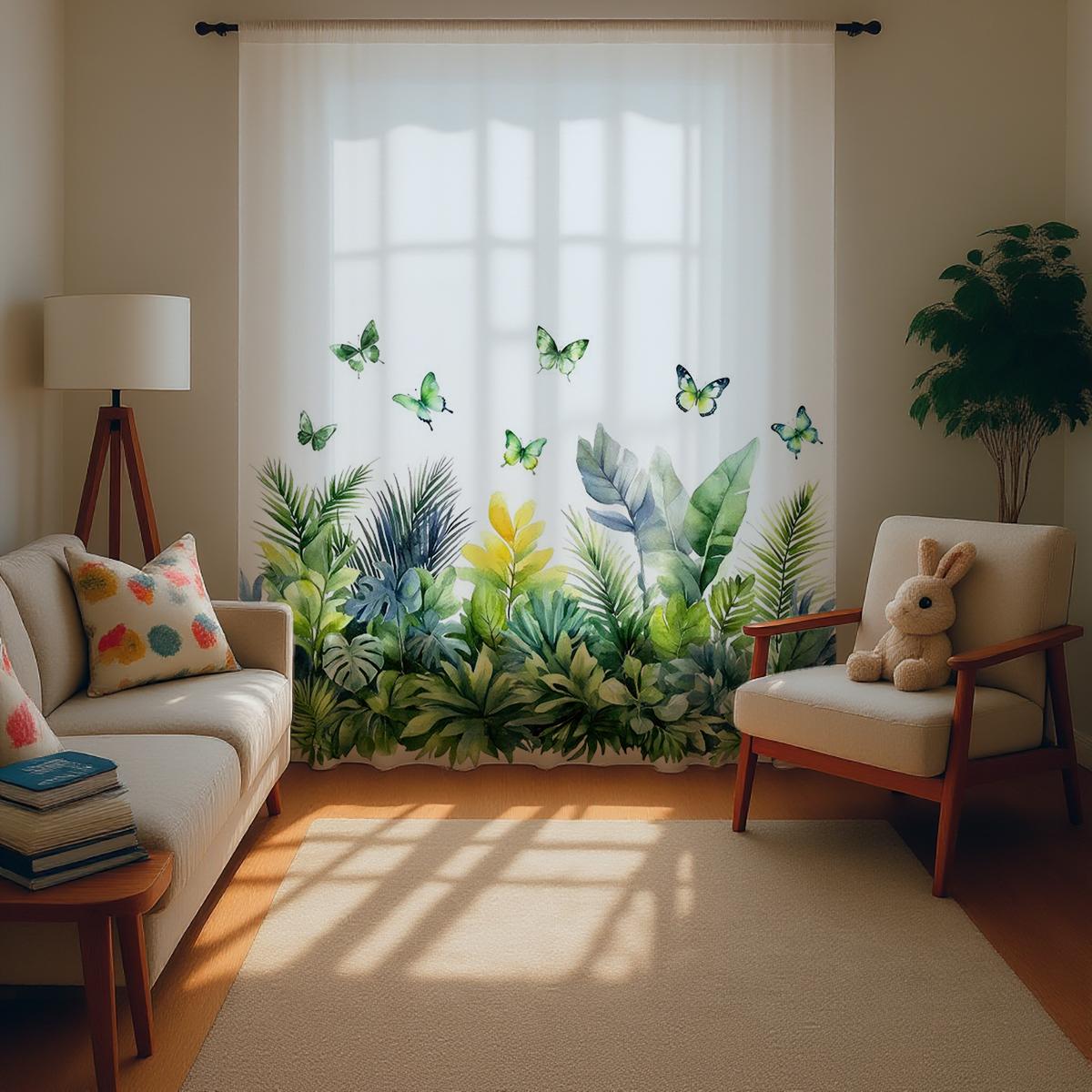 

1 шт. Цветочный Растение Полупрозрачный Светофильтрующий Оконный Штор Шторка для Затемнения Комнаты Крепление на Карниз Подходит для Гостиной Спальни 100*130 Rod Pocket 1pcs