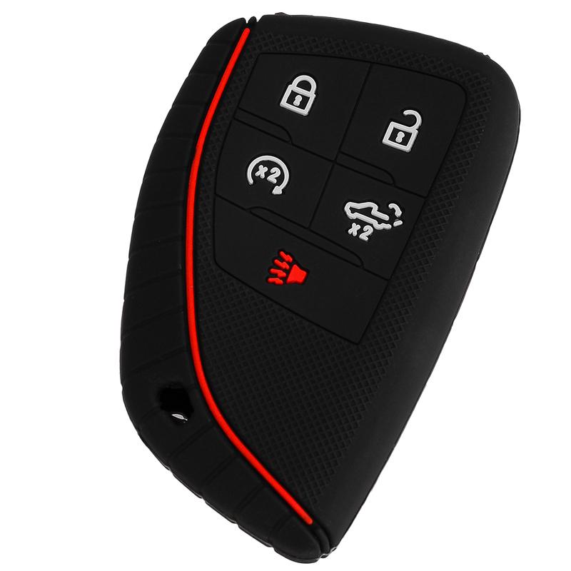 5 Buttons Car Remote Key Cover Fob Case Silicone Fit for Chevrolet Silverado GMC Sierra Buick   2024 Black