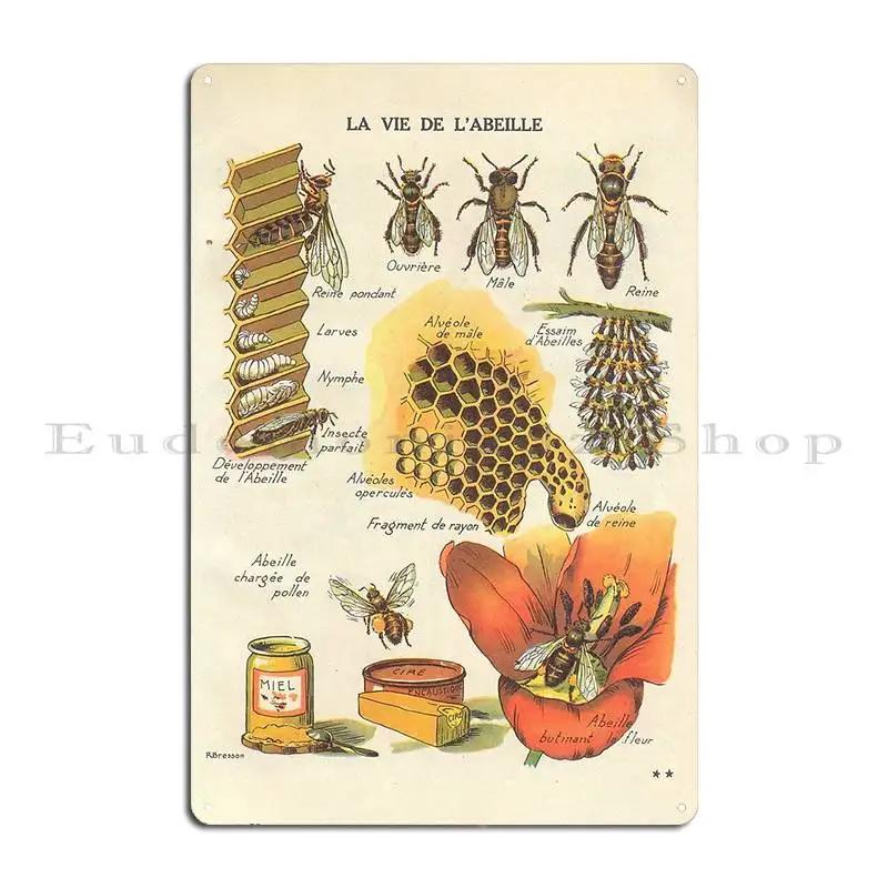 French Honey Poster Food Wall Art Honey Bee Metal Plaque Cinema Club Pub Vintage Designs Tin Sign Poster