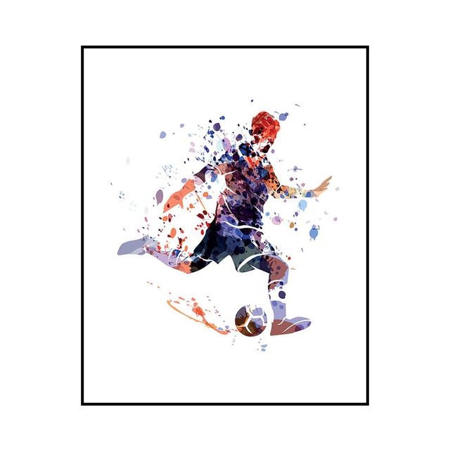 Football Star Poster Watercolor Football Canvas Paintings Print Abstract Wall Art Picture for Children Room Home Decoration No Frame