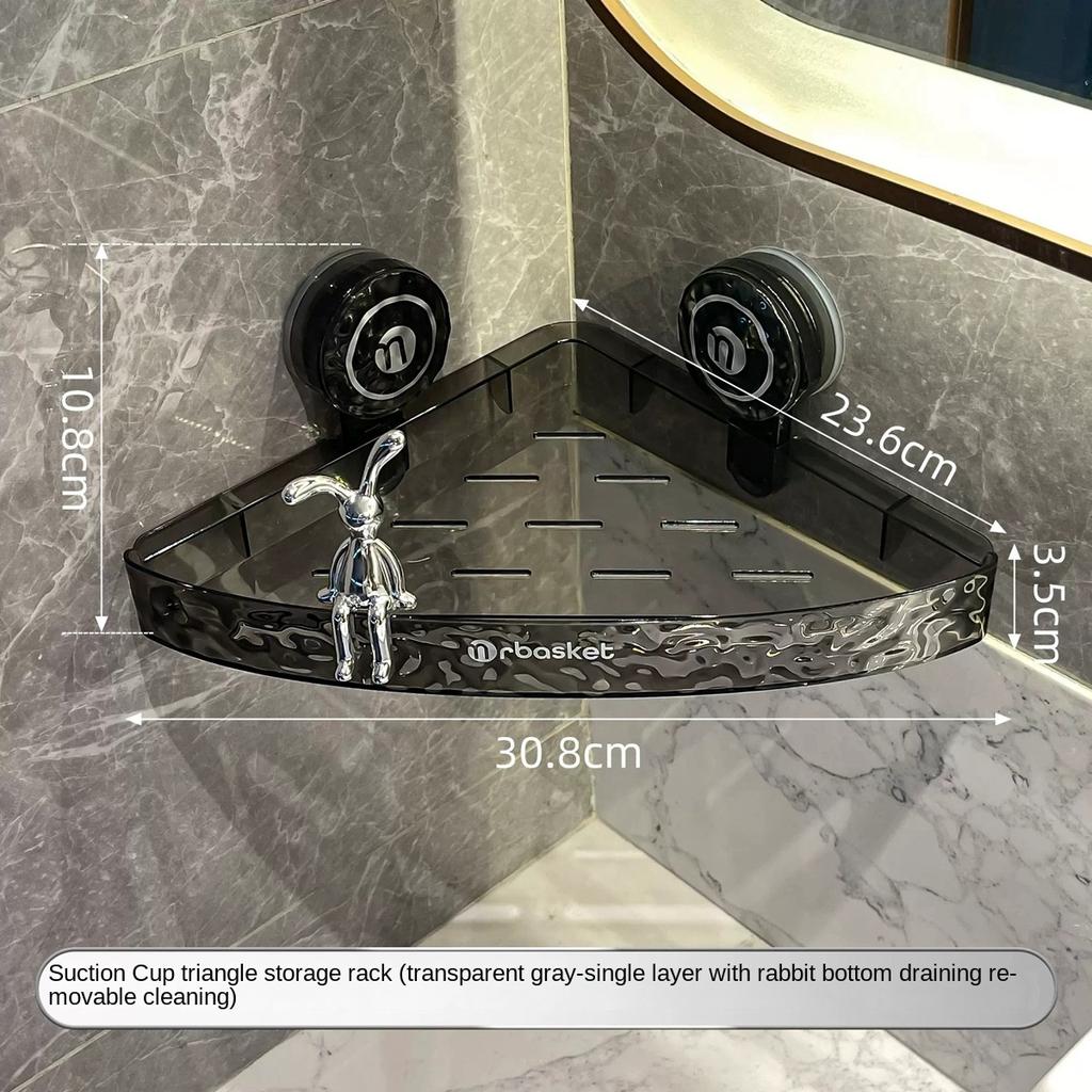 Bathroom Suction Cup Triangle Storage Rack Without Punching Wall-mounted Shelf Bathroom Toilet Washbasin Corner Storage Rack