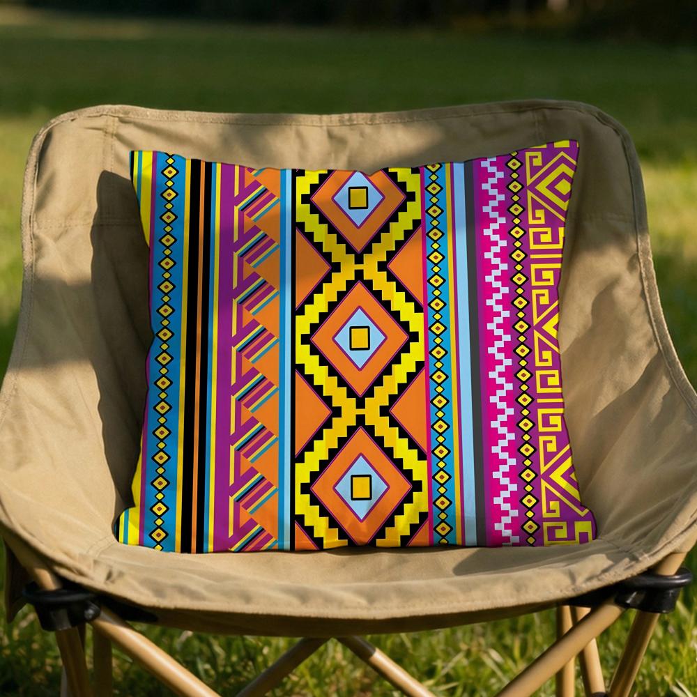 Ethnic Bohemian Pattern Cushion Cover Soft Reversible Durable Pillow Cover MultiScene Use for Home Car Daily Comfort