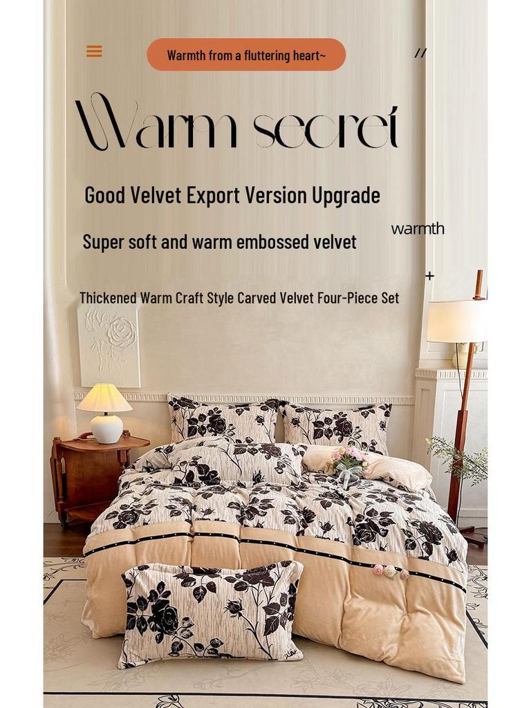 Verdicktes Winter-Baumwoll-Doppellagen-Musselin Französisches Bettwäsche-Set Klasse A & Bettbezug-Set