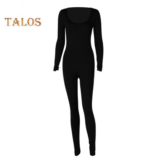 

Женский комбинезон бесшовный с круглым вырезом, приподнятый по ягодицам, облегающий, однотонный, компрессионный, однотонный, с длинными рукавами, эластичный, длинный, комбинезон для йоги, нижняя одежда L чёрный