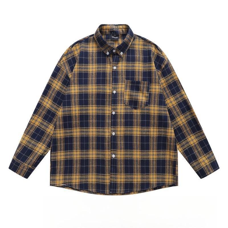 BeatStreet American Retro Plaid Trendy Long-sleeved Shirt Korean Style Fashionable Men Women Vintage Couple Casual Versatile Jacket Chic