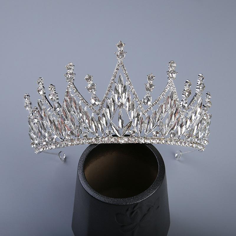Korean Simple Silver-plated Diamond White Rhinestone Crown Independently Packaged Luxury Women's Crown Pearl Bridal Crown