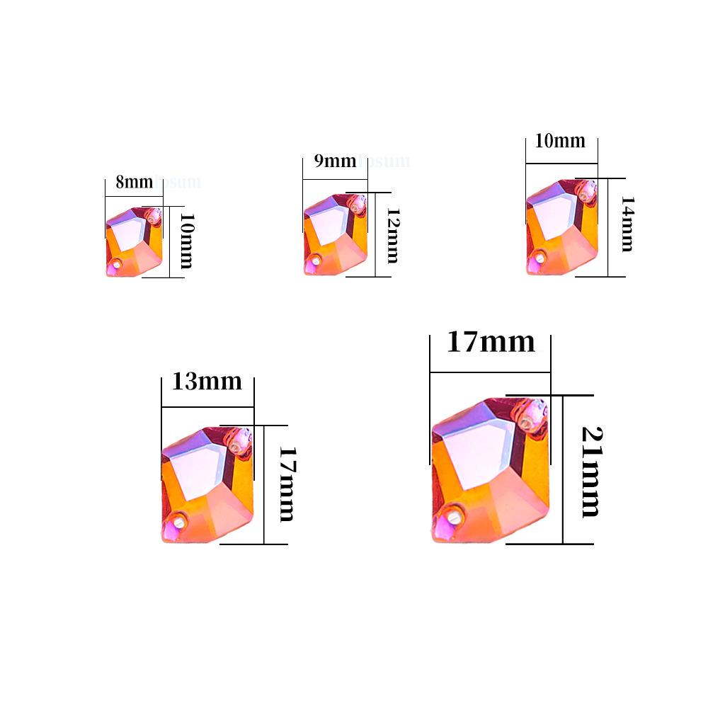 Alle Arten von Glas Handgenäht Bohrer Flachboden Speziell geformt Handgenähte Schnalle Polygonales Glas Strass Kleid Hochzeitskleid Accessoires