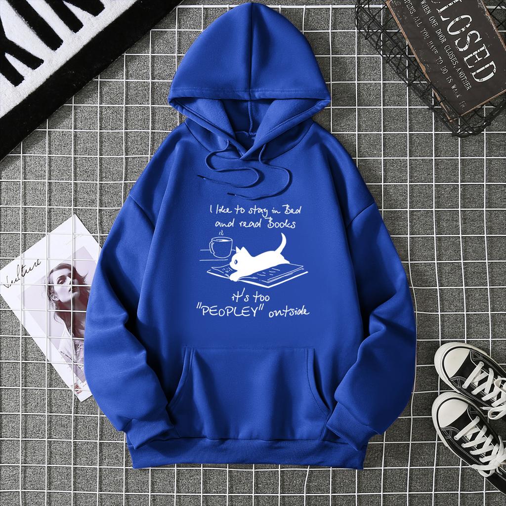Winter Women's Hoodie Solid Color Print Unisex Style Double Pockets Sweatshirts Outerwear Women's Clothing