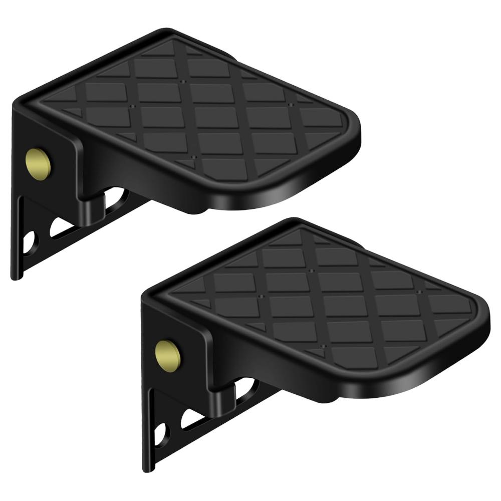 

2PCS Folding Truck Bed Step Anti-Slip For Boat Trailer Bumper Pickup Truck Ladder Campers RV Black