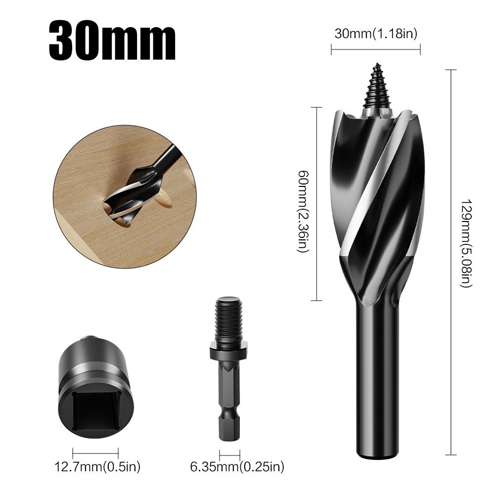 Hand Branch Drill, Hexagonal Shank Hole Opener, Four-slot Four-blade Woodworking Drill Set, Outdoor Manual Multi-purpose Drill