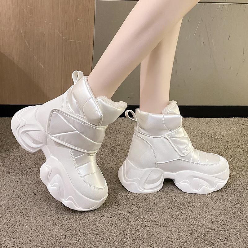 Fashion Fashion Snow Boots Women Waterproof Keep Warm Plush Platform Shoes Female Lace Up Mid-Calf Boots Winter Shoes Botas Femininas