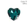 50Pcs/Pack Heart Shape Glitter Sewing Rhinestones Sew On With Silver Claw Glass Crystal Stones 8mm Diamond Beads Ornament