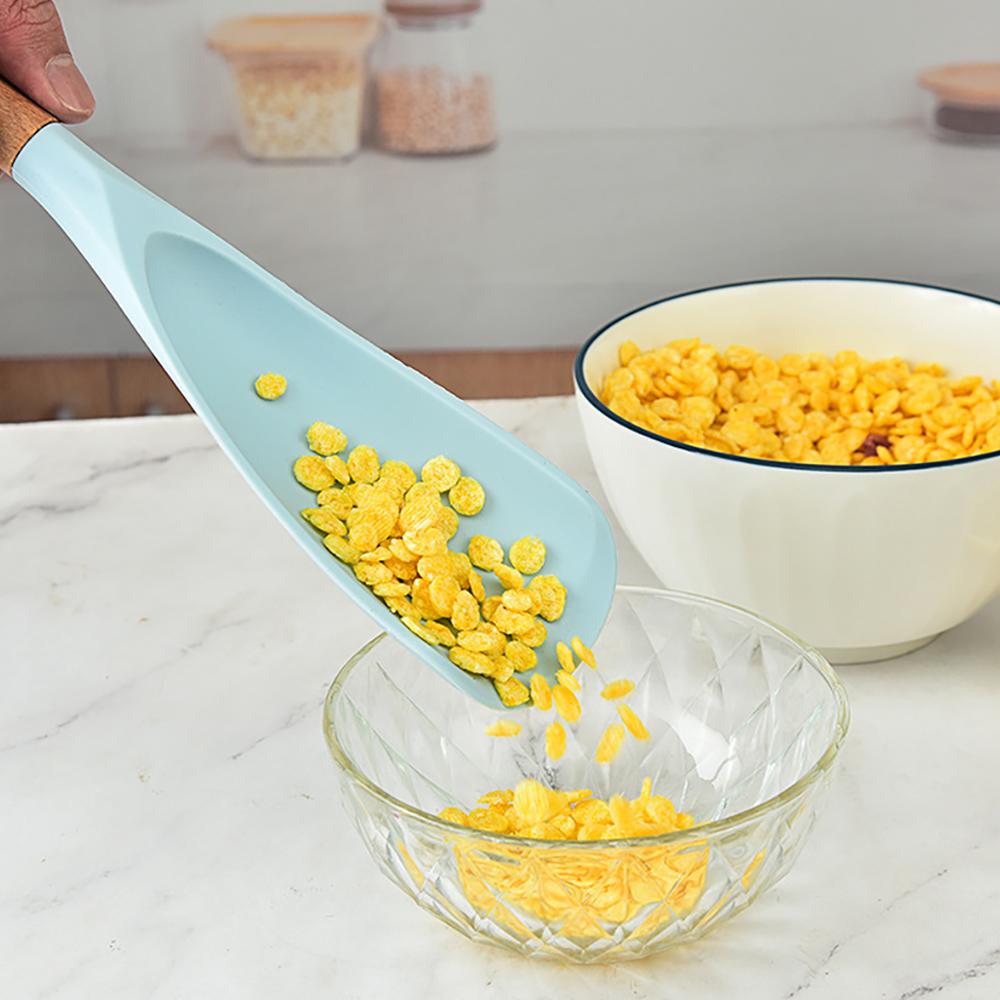 1PC Vertical Wooden Handle Silicone Kitchen Utensils Non Stick Pots Cooking Shovels Spoons Kitchen Utensils