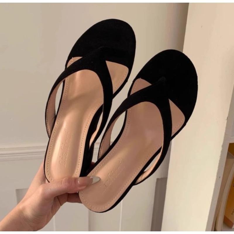 

Новый уличный стиль летние женские шлепанцы на танкетке, уличные шлепанцы с перемычкой для пальца, женские повседневные пляжные шлепанцы для отпуска, zapatos mujer 41 чёрный