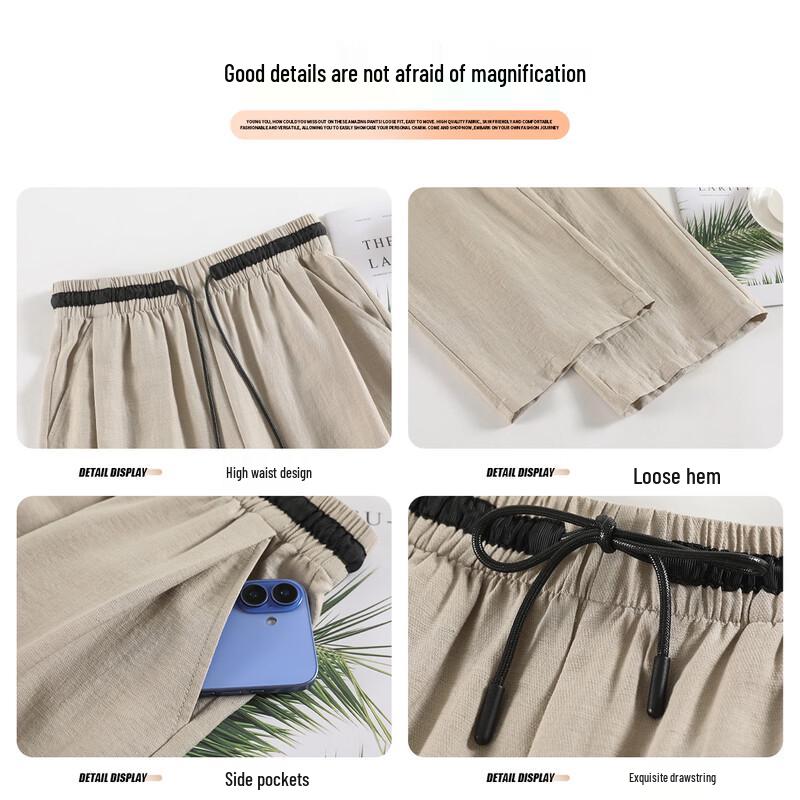 Damen Lässige High-Waist Hose aus Leinenmischung mit weitem Bein