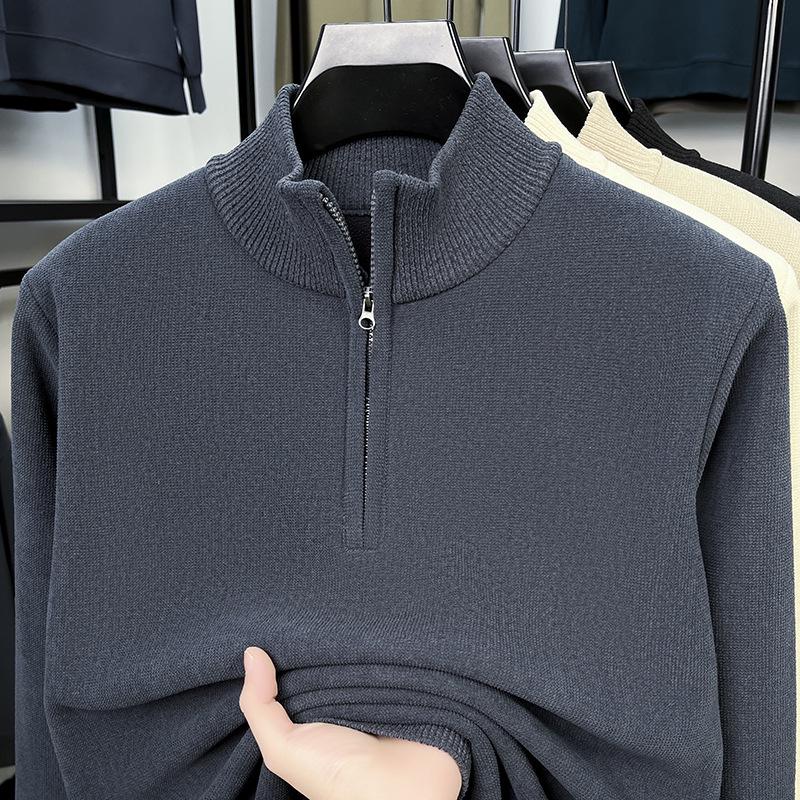 Men s Luxury Thick Velvet Stand Collar Zipper Hoodie XXL for 145-160 lbs