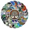 50 Life Tree Journal Stickers - Retro Totem & Floral Decals for DIY Phone Case & Water Bottle Decoration - Waterproof