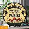 Metallposter Betreten verboten mit Feen, Rundes Blechschild 20cm für Gartendekoration