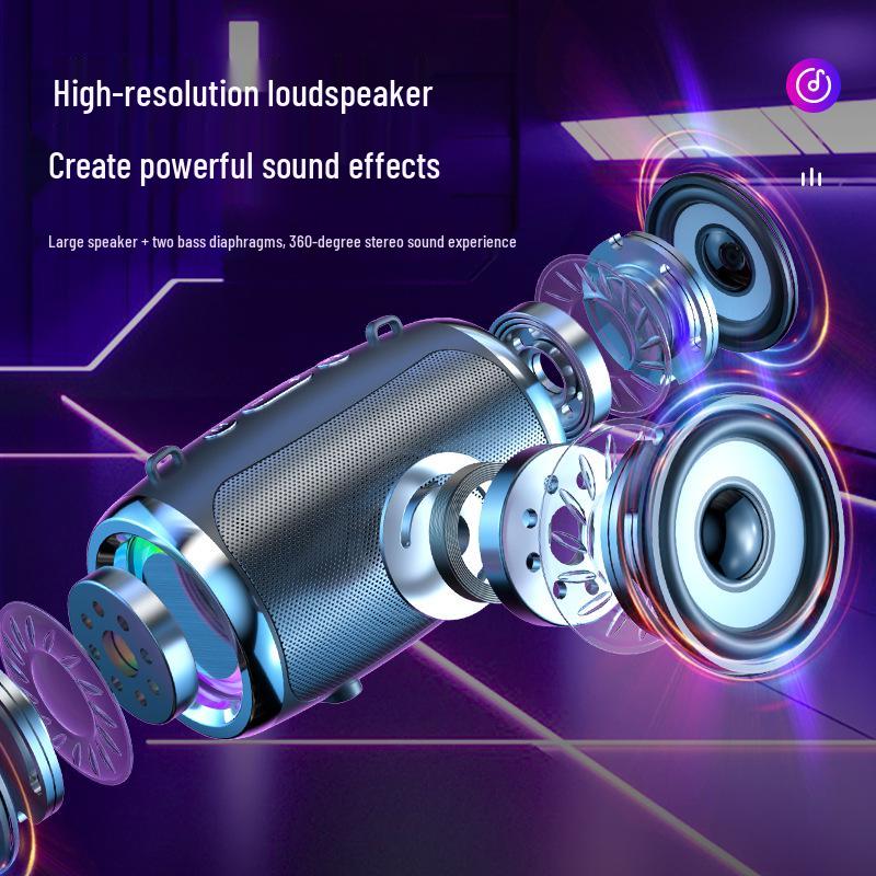 KI-gestützter tragbarer Bluetooth-Lautsprecher mit Farblicht & Subwoofer für den Innen-/Außenbereich