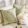 Fresh and Light Color Living Room Sofa Throw Pillow Cover with Small Flowers Green Cushion for the Headboard, Filled with Core