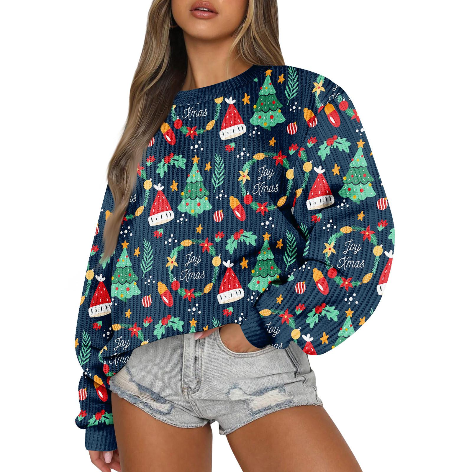 

Женский модный повседневный шерстяной трикотажный пуловер с длинным рукавом и круглым вырезом XL тёмно-синий