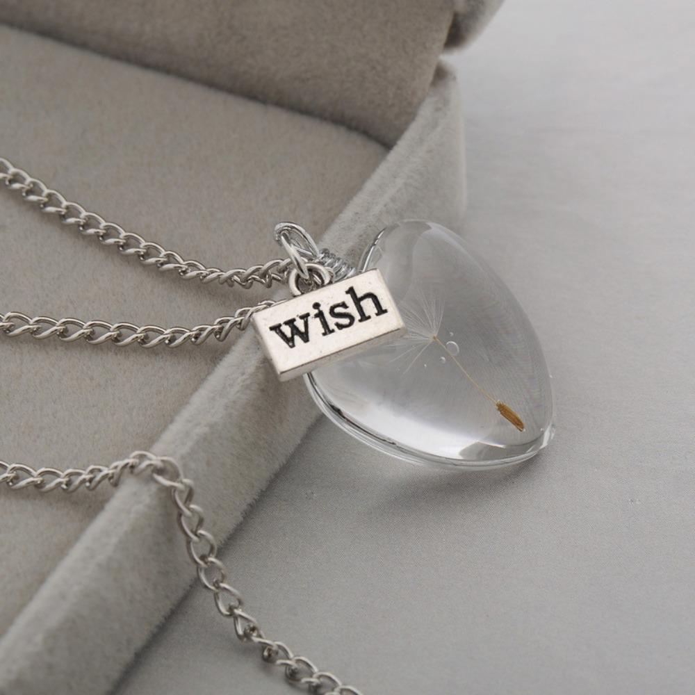Trendy Retro Dandelion Oval Square Heart Crystal Pendant Necklace for Women men Long Chokers Personality Jewelry Accessory Gifts