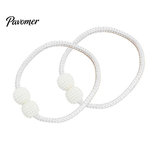 Elegant Curtain Holdbacks 1 Pair Faux Pearl Tiebacks, Beaded Holdbacks, No Hole Accessories Woven Rope Decorative Drapery Holders for Living