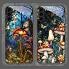 Colorful Glass Style Forest Mushrooms Pattern Tempered Glass Phone Case for Samsung Galaxy S26 S25 Ultra S24 S23 Plus S22 S21 FE