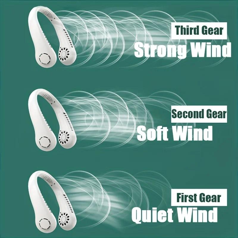 New Leaf Less Neck Hanging Small Fan USB Charging Outdoor Portable Portable Sports Neck Hanging Fan Essential for Lazy People