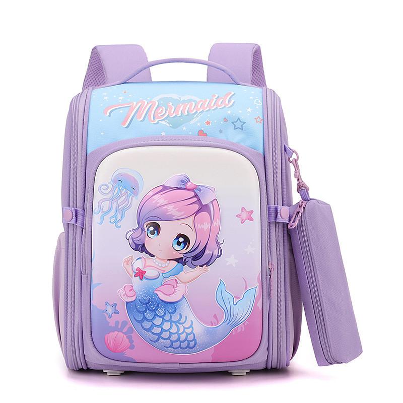 Adorable Lightweight Nylon School Backpack For Kids Grades 1 To 6 With Spacious Capacity