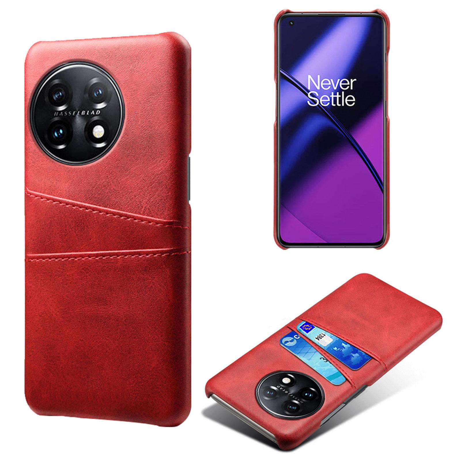 

For OnePlus 11 5G Slim Phone Case with Dual Card Slots Shockproof Non-slip Cell Phone Cover Red