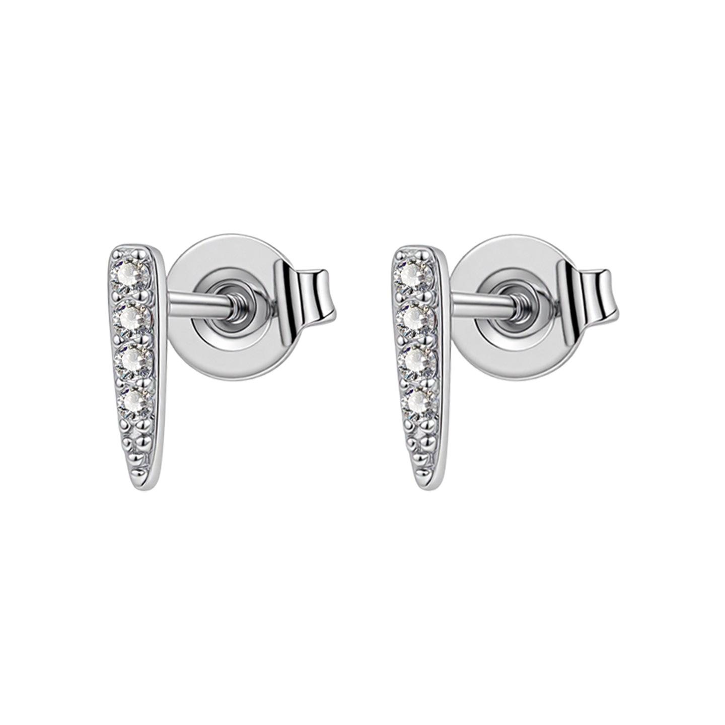 Eco-friendly Copper Stud Earrings with Diamond Inlay - Light Luxury, Versatile, Cool Style