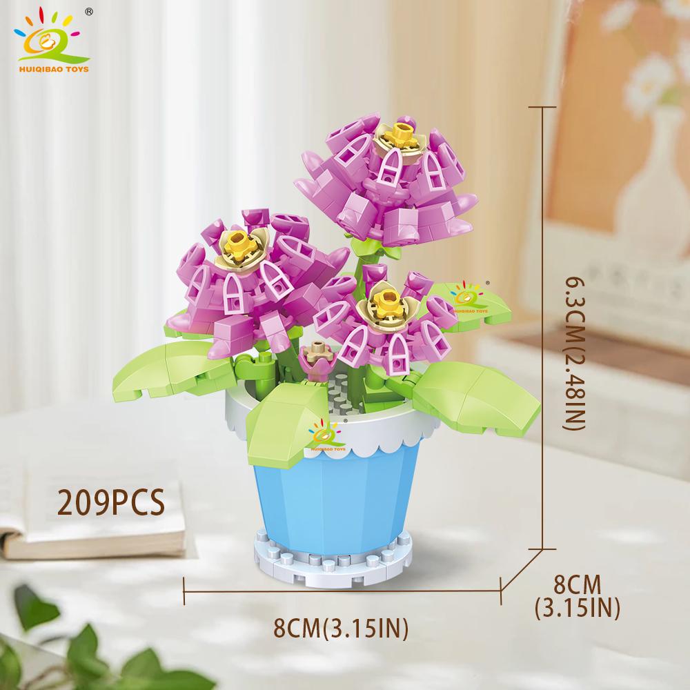 Non-Toxic Moc Eternal Flower With Pot Micro Building Block Diy Sunflower Rose Bouquet Mini Model Brick Toy Home Desk Decoration
